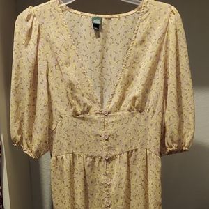 Target bought , medium, wild fable tag, yellow flowers on sheer material